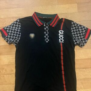 Black Polo with Red and White Details